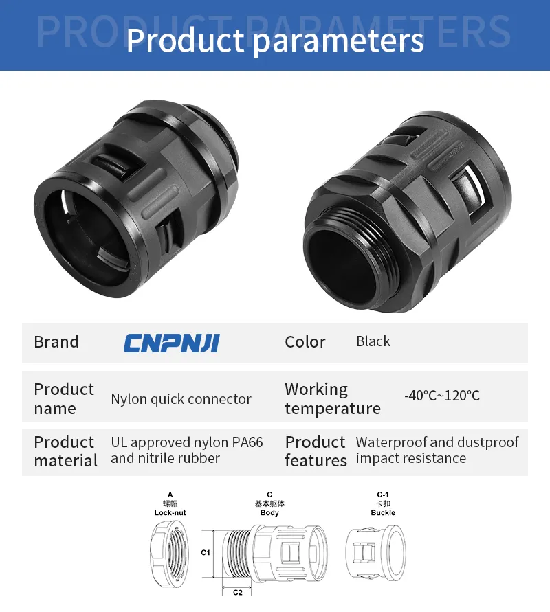 PA PP Type Flexible Conduit Adapter Pipe Fittings M32 Nylon Plastic Flexible Conduit Fitting for Ad28.5 Conduit