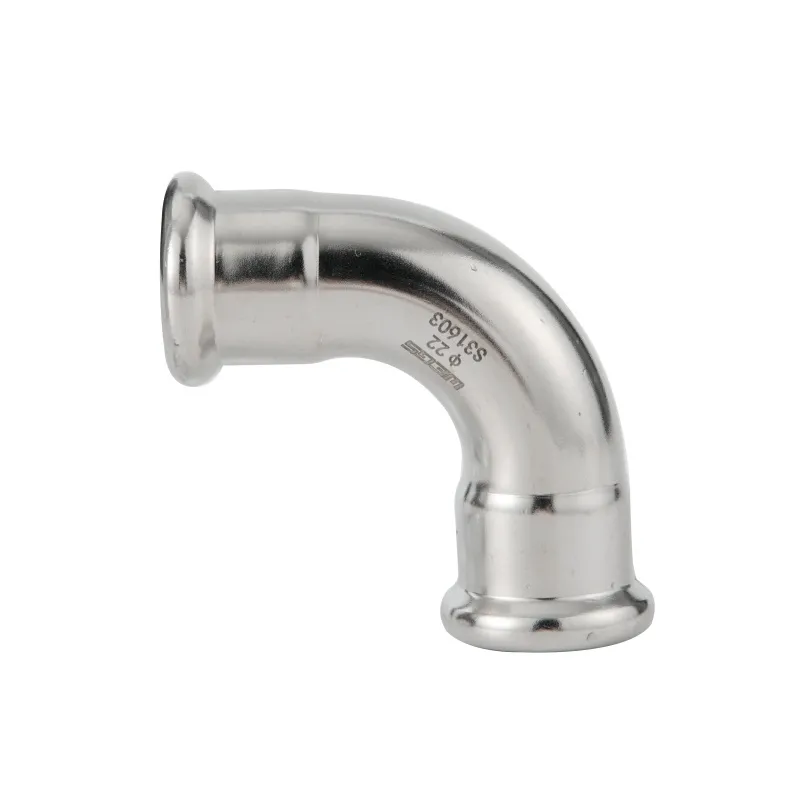 Cold Water Gas 304 and 316L Stainless Steel Press Plumbing Pipe Fitting Adaptor Union Bend 90°