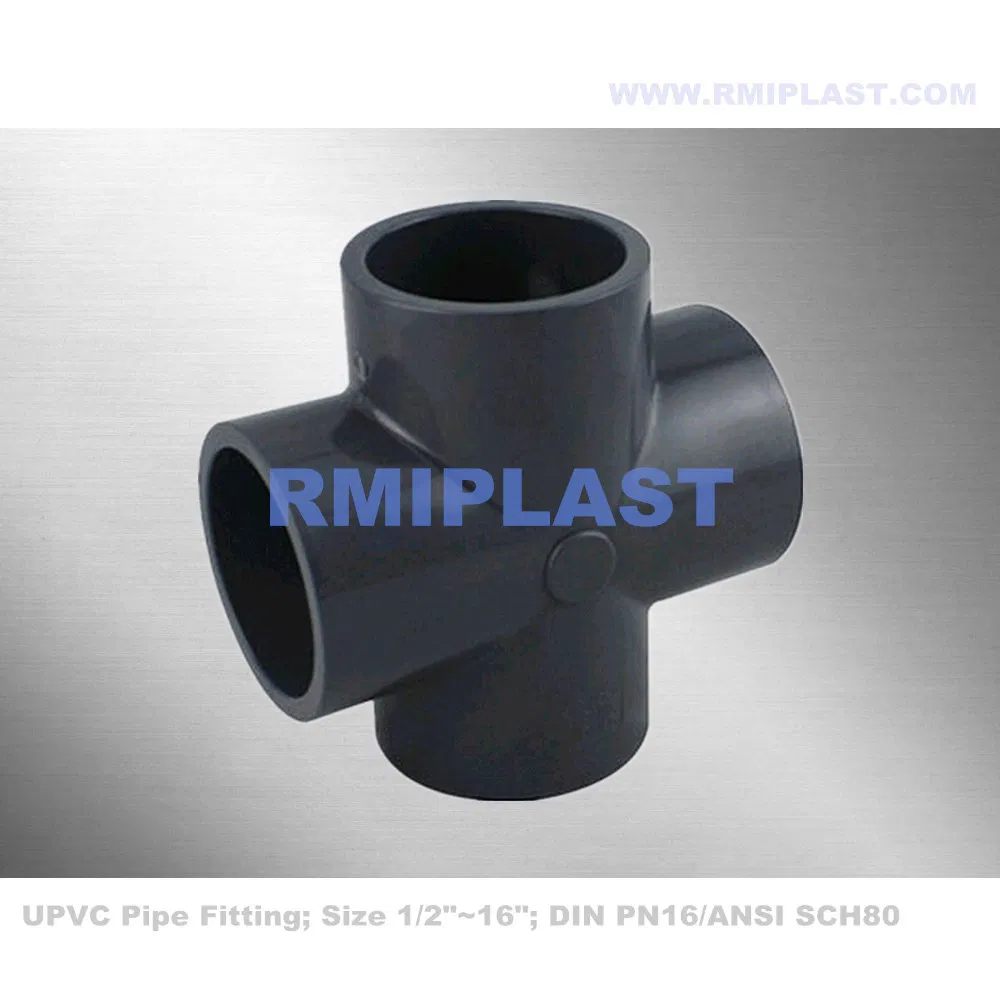 PVC Equal Coupling of DIN Pn16 Plastic Pipe Fitting Connector Socket UPVC Fittings Straight Dark Gre
