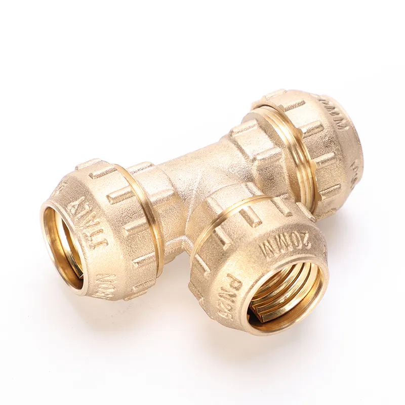 Brass PE Compression Female Tee Fitting for PE/PPR Pipe