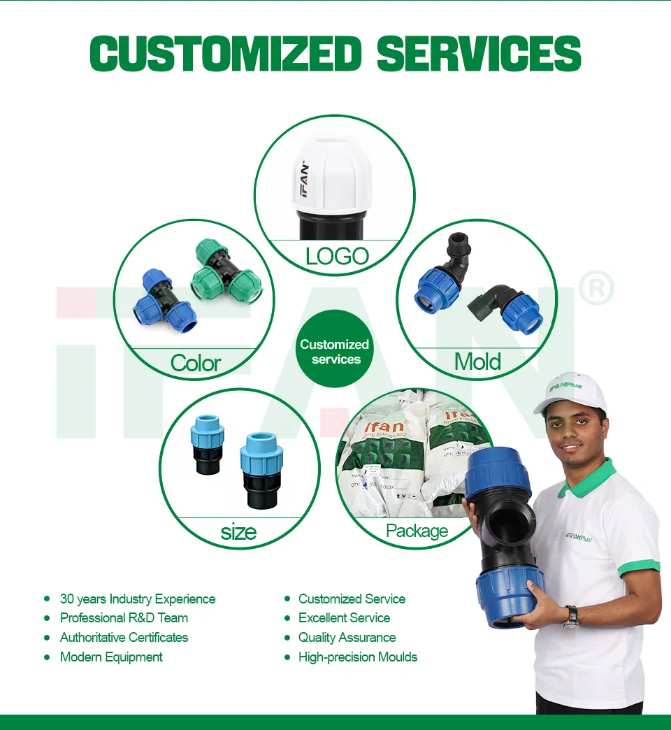 Ifan OEM PE Pipe Fittings HDPE Fittings Quick Connect Water Fitting PP Compression Fitting