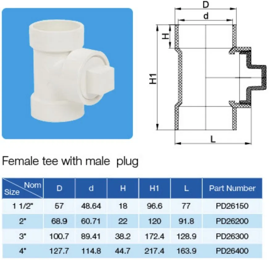 ASTM D2665 Standard Plastic (UPVC/PVC) Pipe Fittings for Dwv Drain Water with NSF/Upc (ELBOW, TEE, Y-EE, SOCKET etc.)