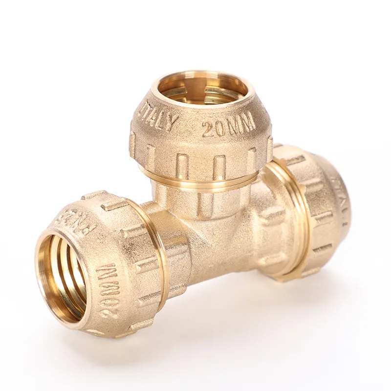 Brass PE Compression Female Tee Fitting for PE/PPR Pipe