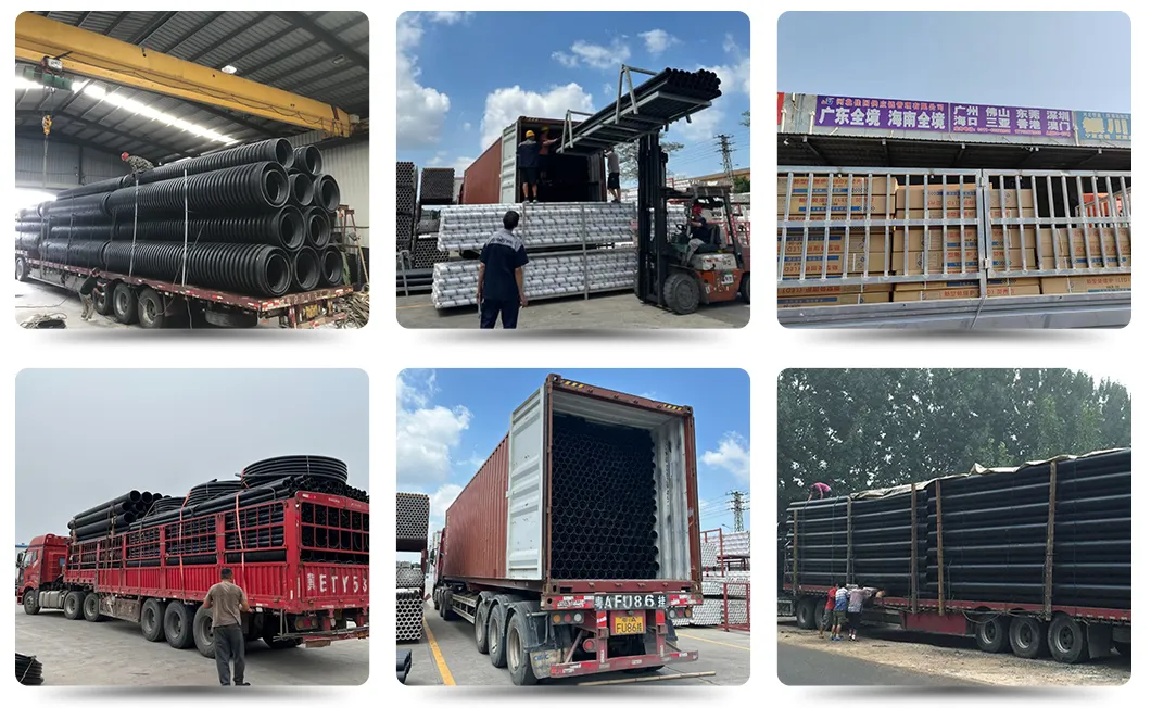 HDPE Black Plastic Drainage Pipes DN400mm Sn8 PE Double Wall Corrugated Pipe and Sewage Pipeline