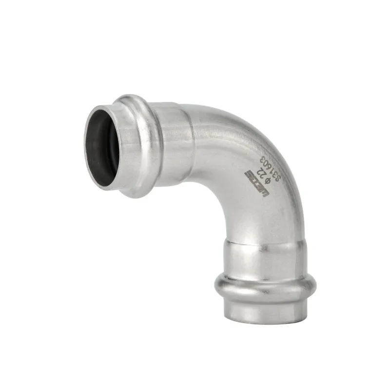 304 316L Inox Stainless Steel V Profile Press Fittings with 90° Equal Elbow Bend 90° Bend 45° Equal 