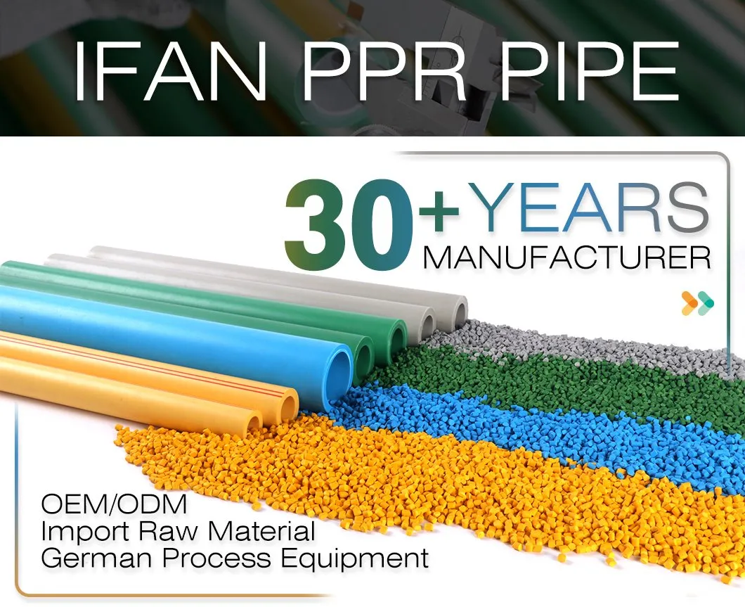 Ifan En 15874 High Pressure Pn20 Resistance Plastic Water Pipe 20-63mm Overlap PPR Al PPR Pipes