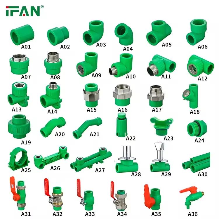Ifan Professional Supply ISO 15874 PPR Pipe Fitting 20-125mm Plastic PPR Fittings Factory OEM Plumbi