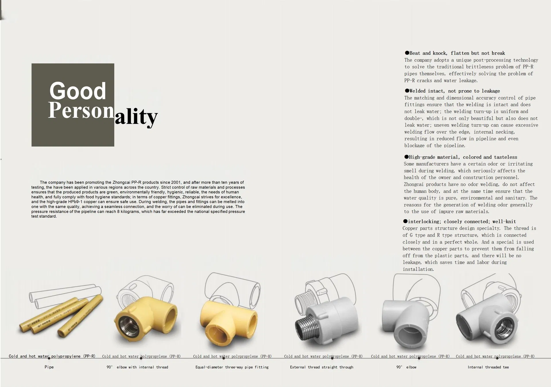 Hot and Cold Water Tube Supply Piping System 20-160mm PPR Pipe