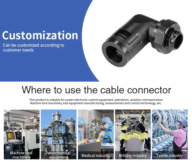 IP68 90 Degree Nylon Quick Connector for Corrugated Pipe Ad26.5-M25 - Safe, Durable, and Easy to Instal