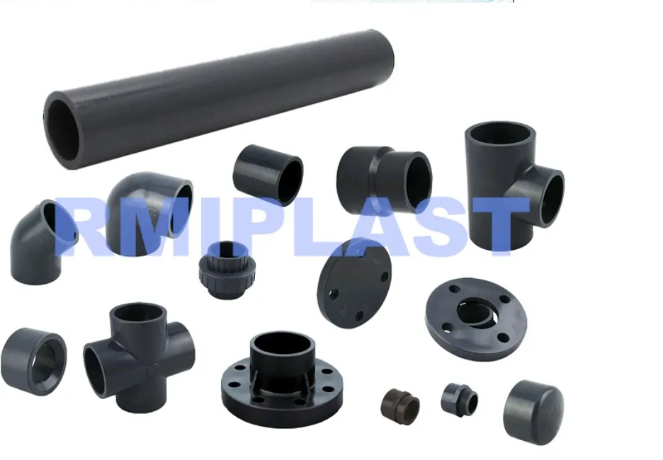 PVC Equal Coupling of DIN Pn16 Plastic Pipe Fitting Connector Socket UPVC Fittings Straight Dark Grey Coupler for Industrial