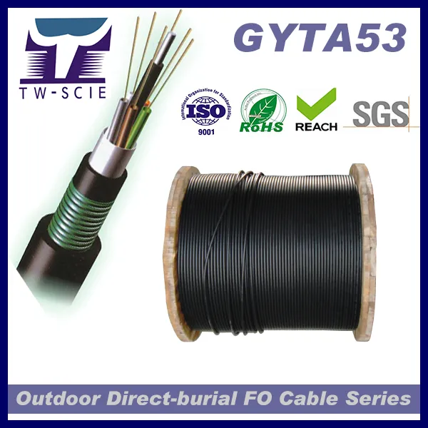 Direct Buried Optical Fiber Cable GYTA53 Stranded Loose Tube Steel Armored