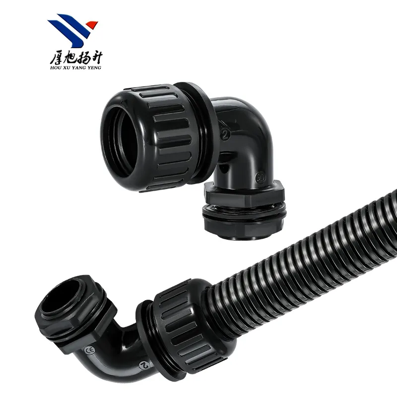High Quality Waterproof Nylon Plastic Corrugated Pipe Elbow Connector for Buried Wiring