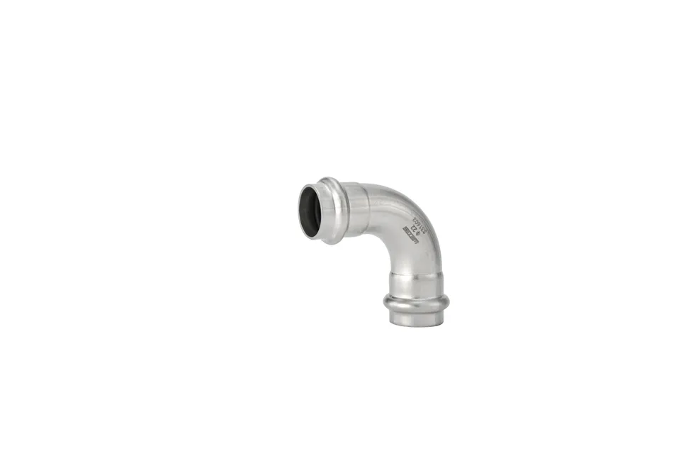 304 316L Inox Stainless Steel V Profile Press Fittings with 90° Equal Elbow Bend 90° Bend 45° Equal Elbow Reducing Elbow Water Heating and Pipe Fitting Tube