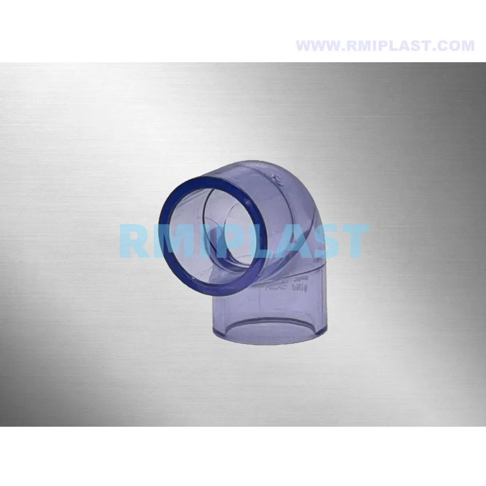Clear UPVC Pipe Fittings Clear PVC Pipe Fitting 90 Degree Bend Plastic Socket Elbow by DIN Pn16 for Industrial Use