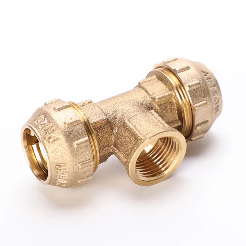 Brass PE Compression Female Tee Fitting for PE/PPR Pipe