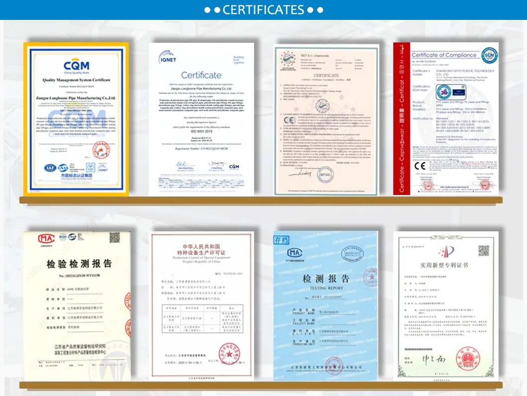 HDPE/PP/PVC Water Pipe Large Diameter Vertical Type Double-Wall Corrugated