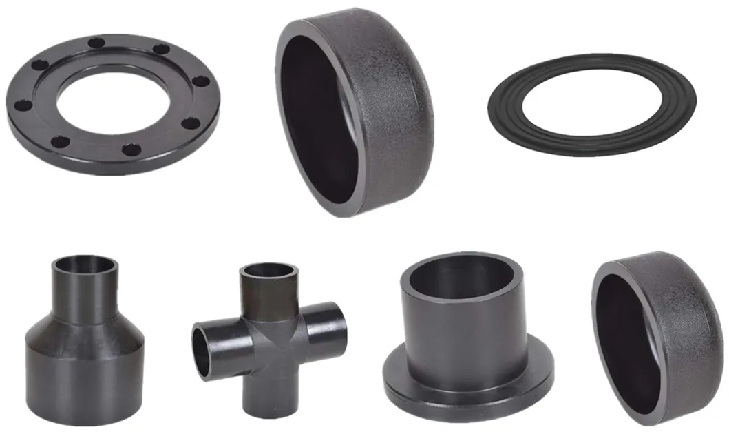 High Quality DIN Standard SDR13.6 SDR17 Plastic PE Pipe End Fitting HDPE Butt Fusion Pipe Fitting HDPE Pipe Fitting for Water Supply