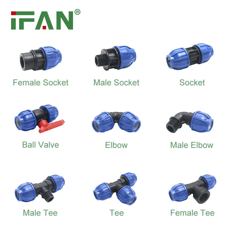 Ifan PE100 Pipe Fittings 20-110mm Elbow PP HDPE Compression Fittings HDPE Pipe Fitting