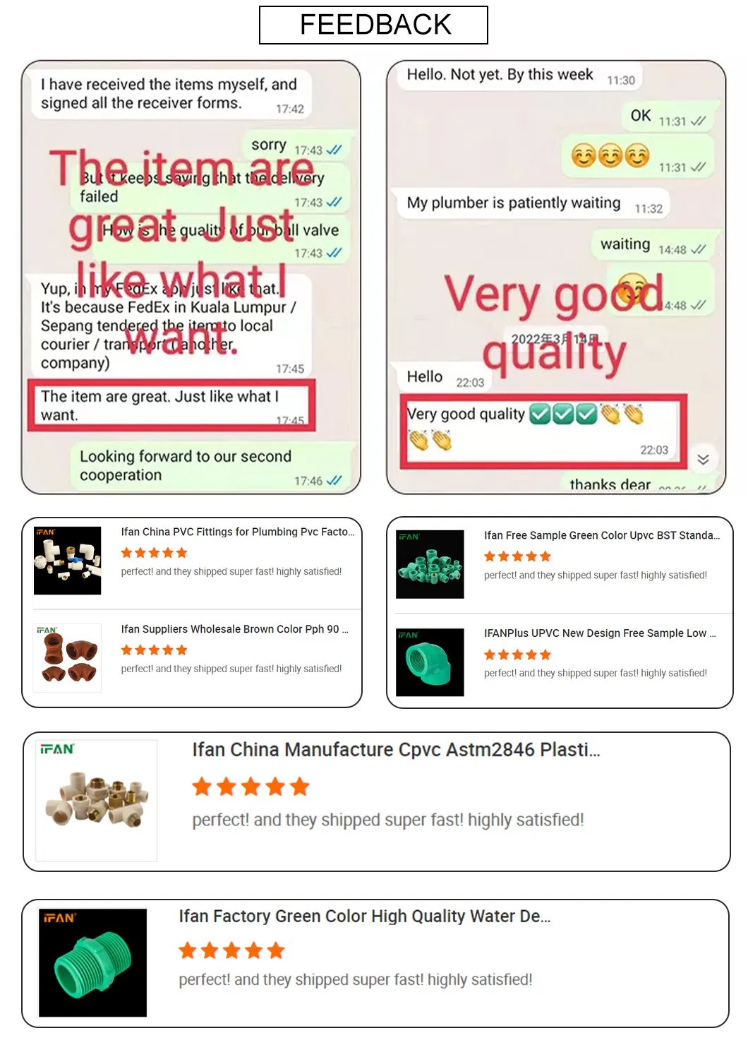 Ifan Hot Selling 1/2" - 1" Plastic Water Pipe Manufacturer PVC Piping Price List CPVC Pipe