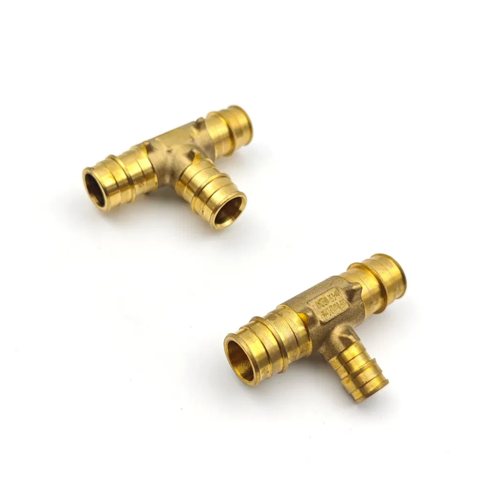 China Brass Pex Pipe Fitting Tee Crimp Fitting Socket for Plumbing and PE Pipe