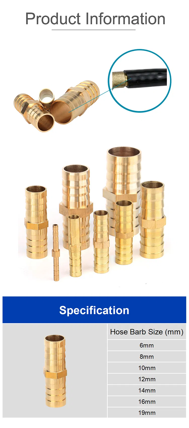 Pneumatic Hydraulic Brass Female Male Straight Cross Elbow X Y T Shape Pipe Adapter Hose Barb Fitting