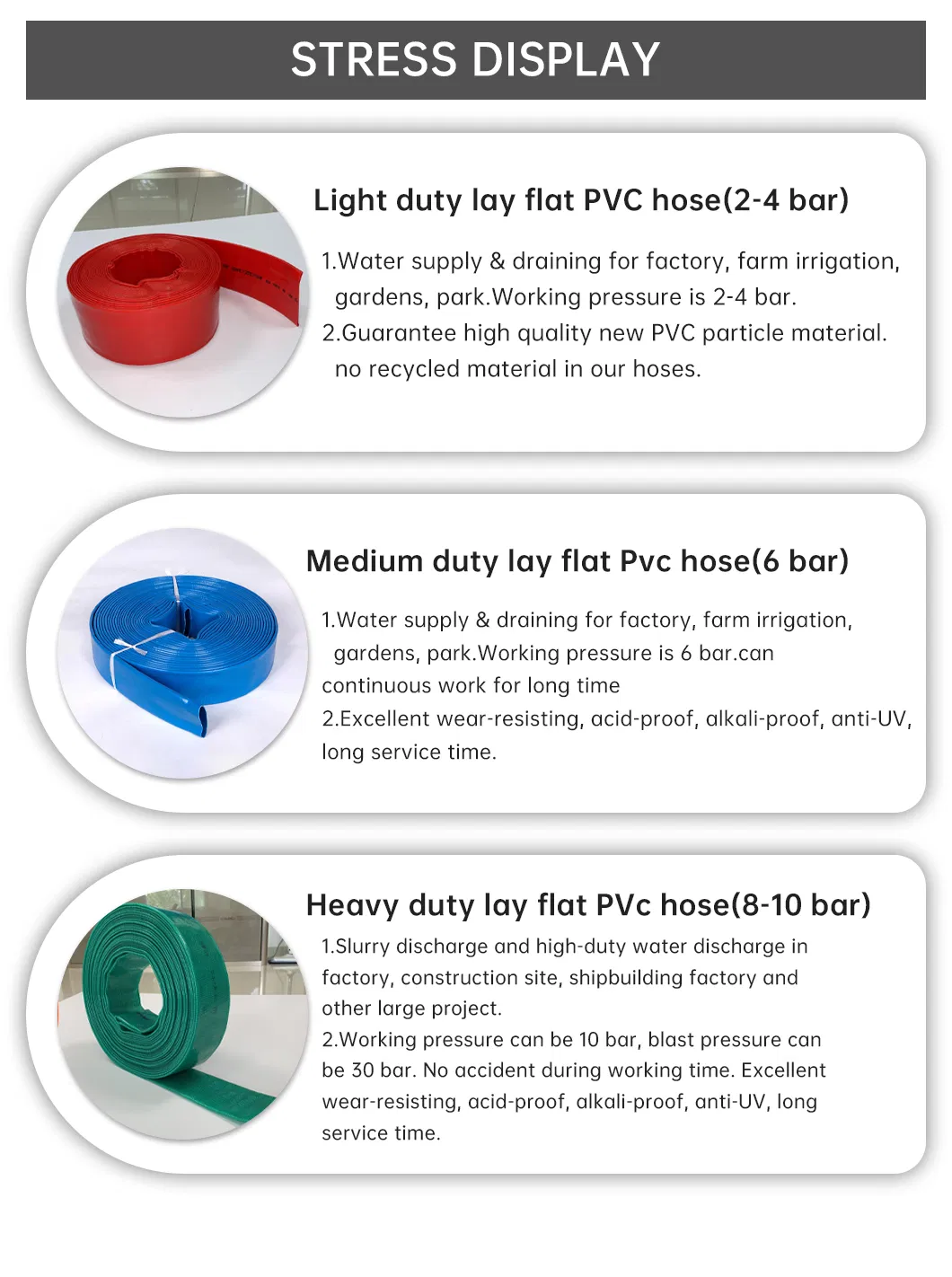 32mm Heavy Duty PVC Lay Flat Water Discharge Irrigation Pump Hose Pipe