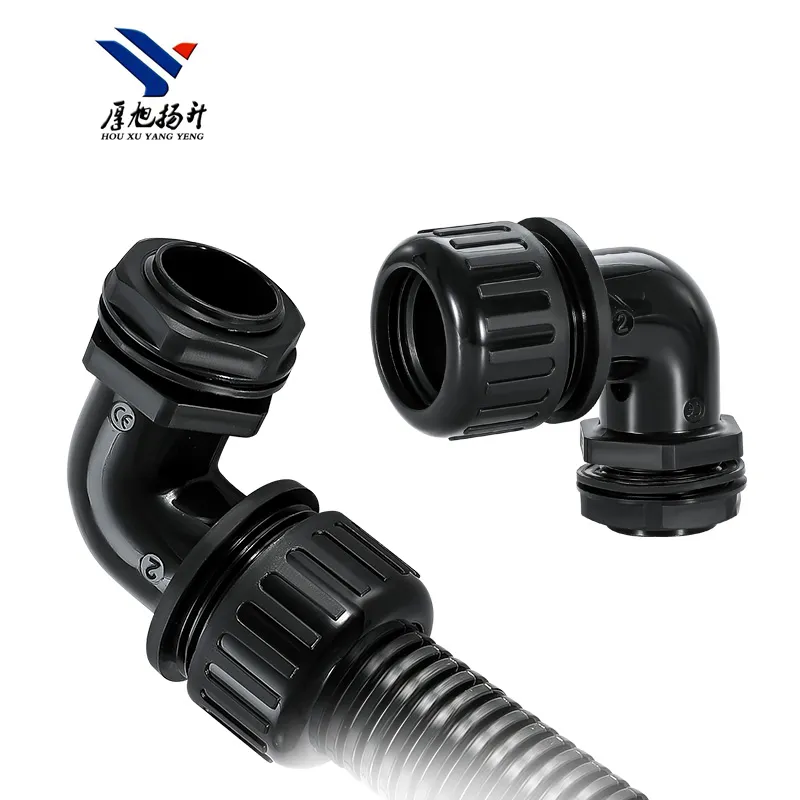 High Quality Waterproof Nylon Plastic Corrugated Pipe Elbow Connector for Buried Wiring