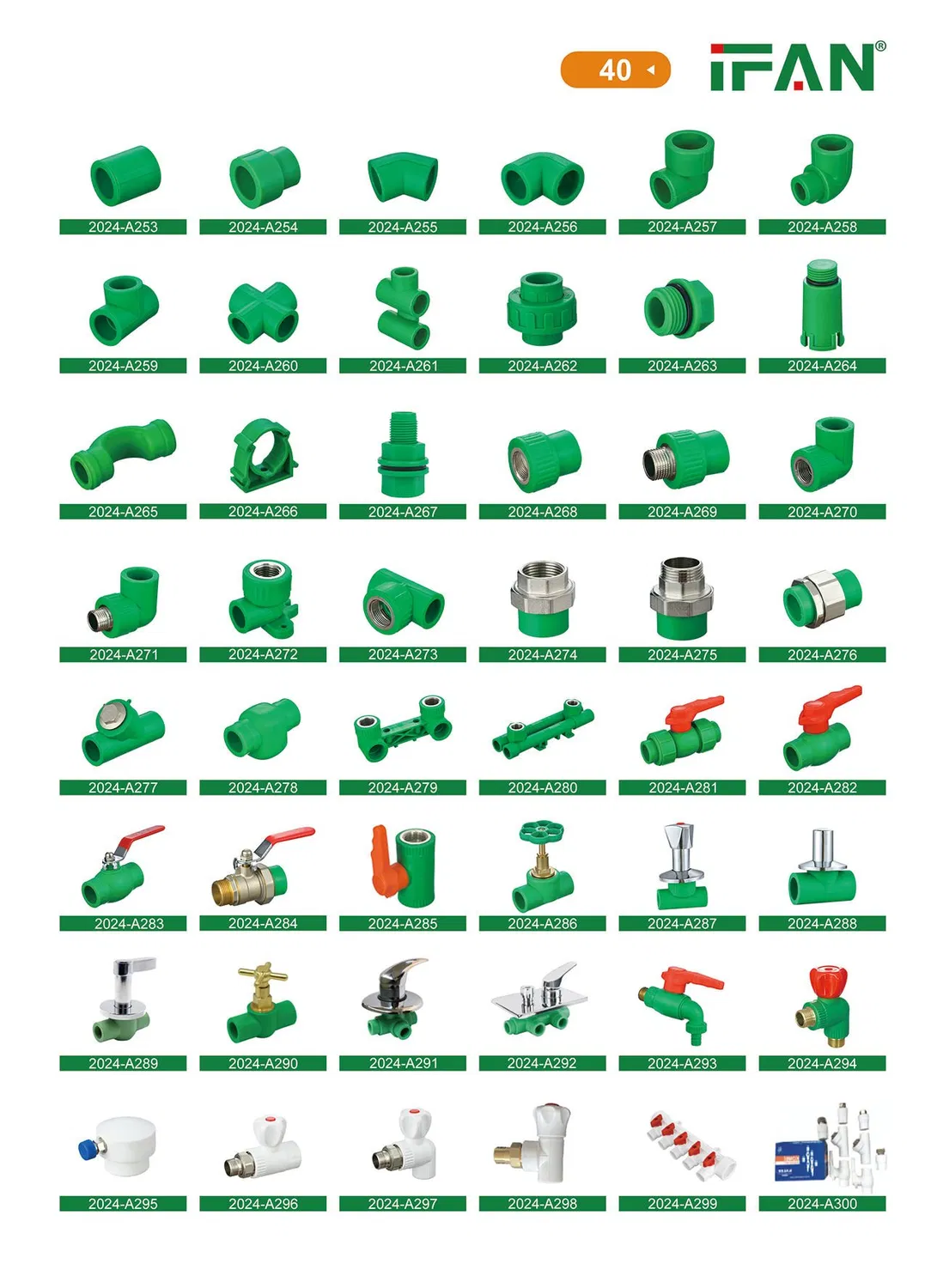 Manufacturer PPR Fittings Plumbing Green 20 - 110mm Exchange Hot and Cold Water PPR Fitting
