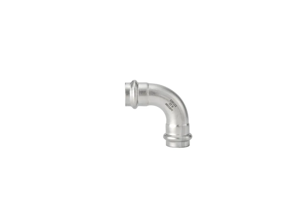 304 316L Inox Stainless Steel V Profile Press Fittings with 90° Equal Elbow Bend 90° Bend 45° Equal Elbow Reducing Elbow Water Heating and Pipe Fitting Tube