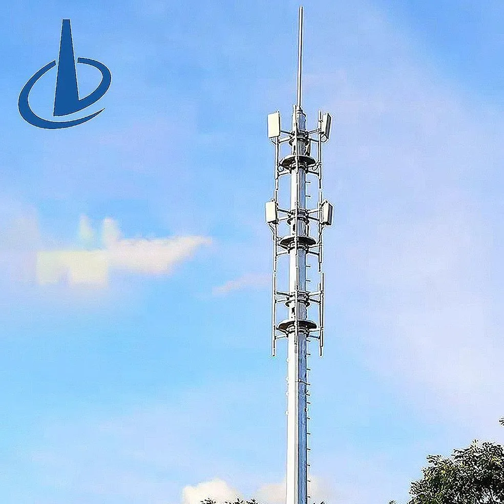 Hot DIP Galvanizing Telecom Network Single Pole Tower for Cellular