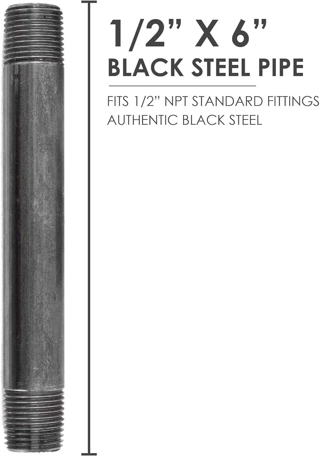 1/2 "X 6" Malleable Iron Pipe Fittings, Pre Cut Fittings, Black Threaded Pipe Fittings and