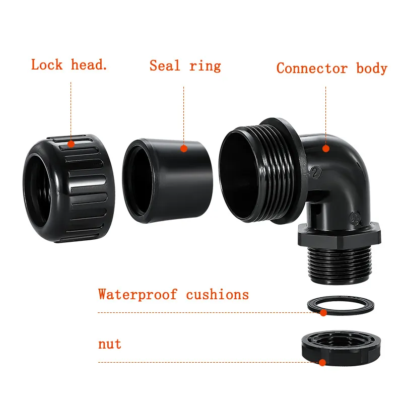 Wholesale Customized PA66 Pipe Waterproof Nylon Elbow Connector for Renewable Energy Systems