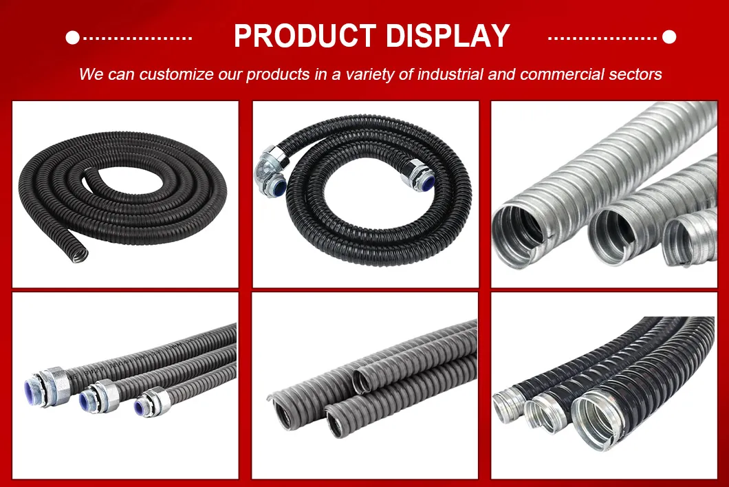 Space Saving Chemical-Resistant Flexible Pipe Flame-Retardant Metal Steel Electrical Wire Cable Corrugated Conduit