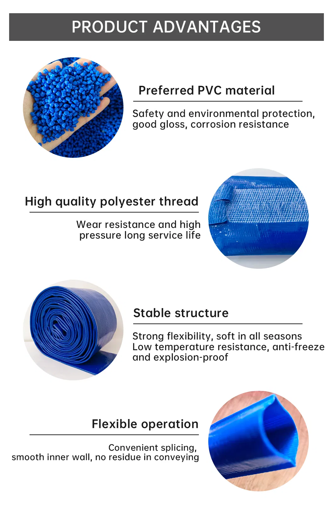 32mm Heavy Duty PVC Lay Flat Water Discharge Irrigation Pump Hose Pipe