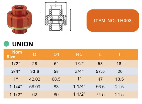 Era Pph/Plastic Thread Pipe and Fitting Thread Union Iram13478