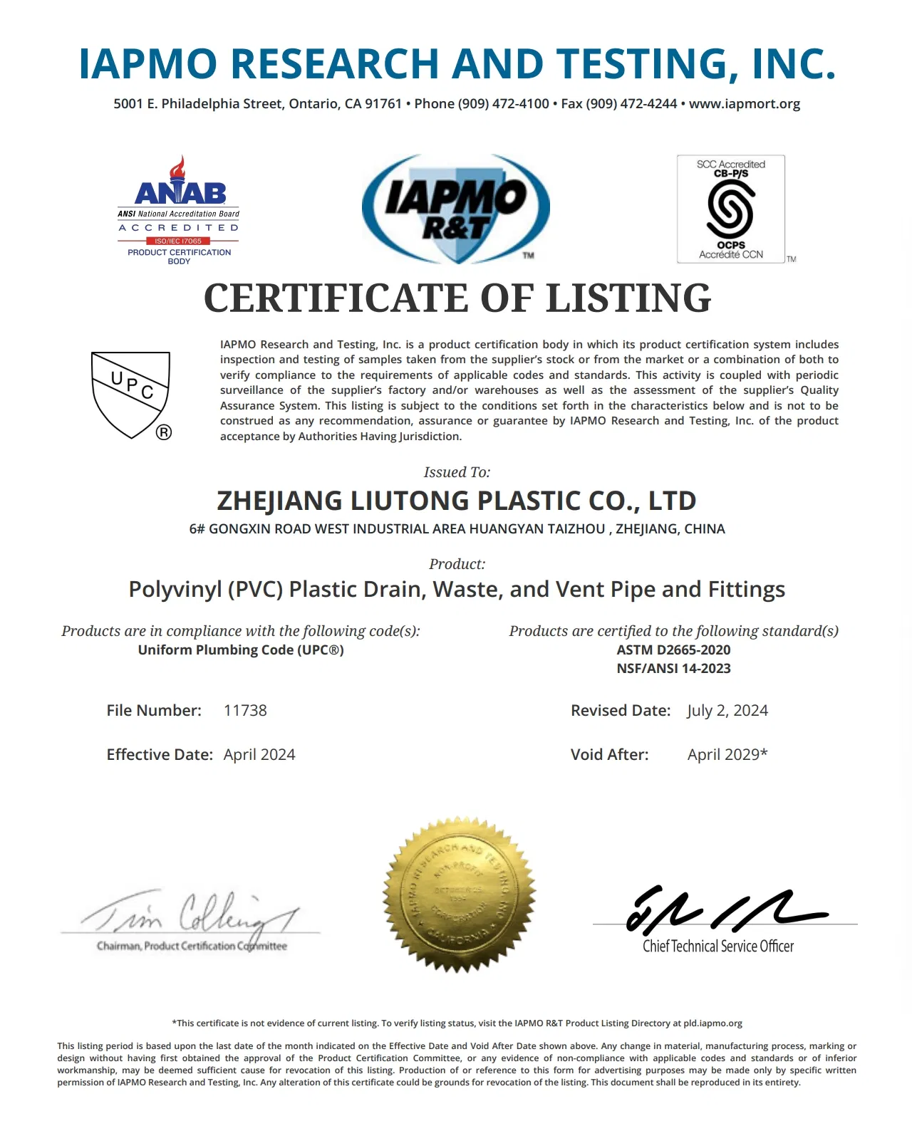 ASTM-D-2665 Standard Dwv PVC/UPVC Pipe & Fittings (tee, elbow, 45elbow, cross, 90deg long elbow, m/f elbow etc.)