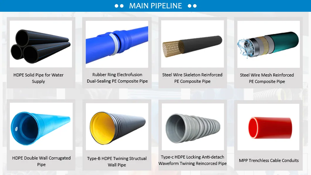 HDPE/PP/PVC Water Pipe Large Diameter Vertical Type Double-Wall Corrugated