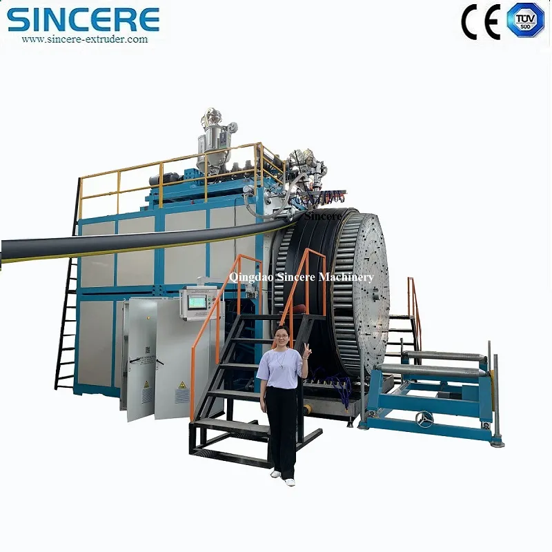 China Manufacturing HDPE PP PVC Double Hollow Wall Polyethylene Spiral Wound Pipe Extruder Extrusion