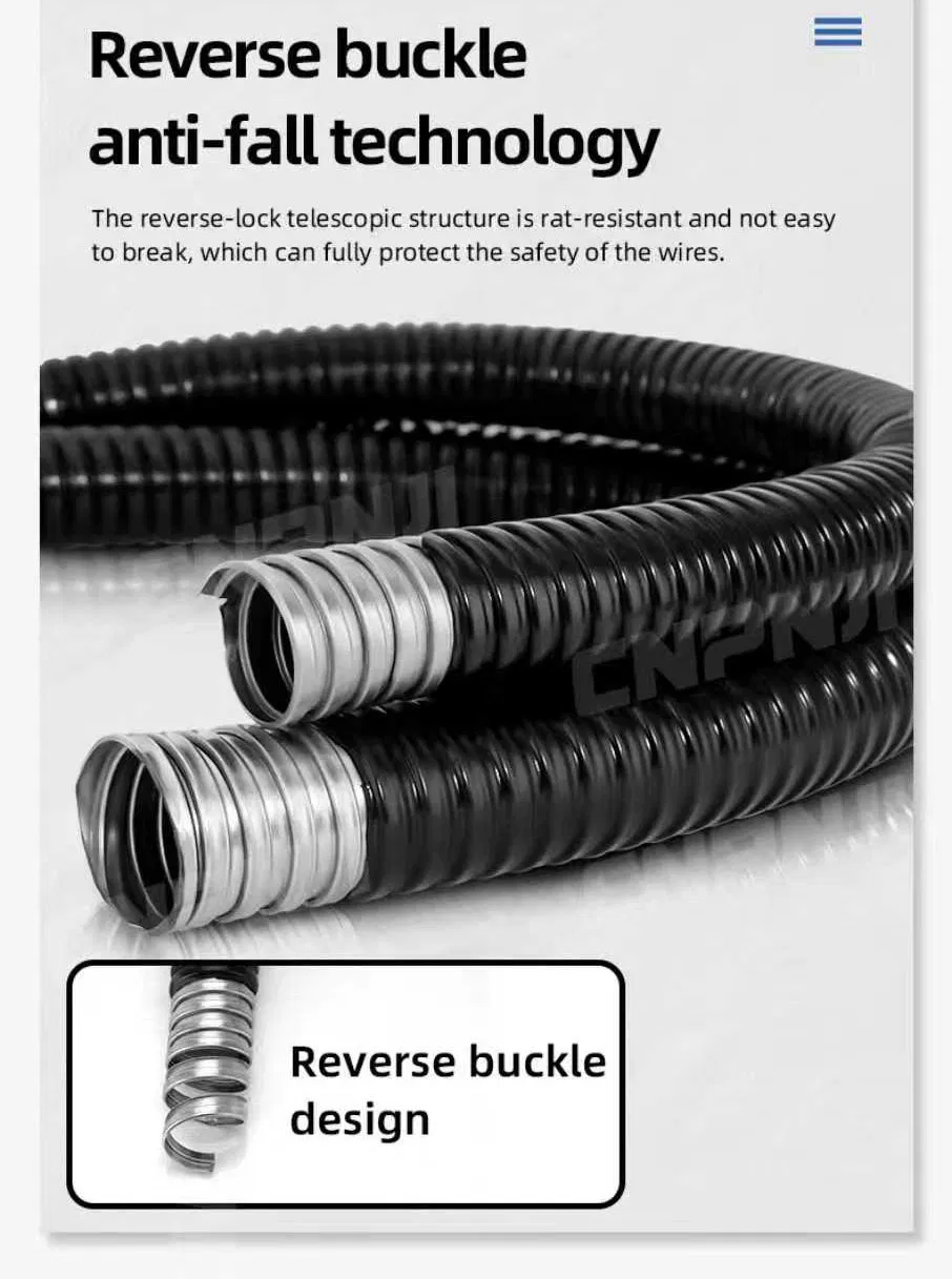 PVC Cover Double Locked Liquid Tight Electrical SS304 Flexible Corrugated Metallic Conduit Tubing Pipe 1/2 3/4