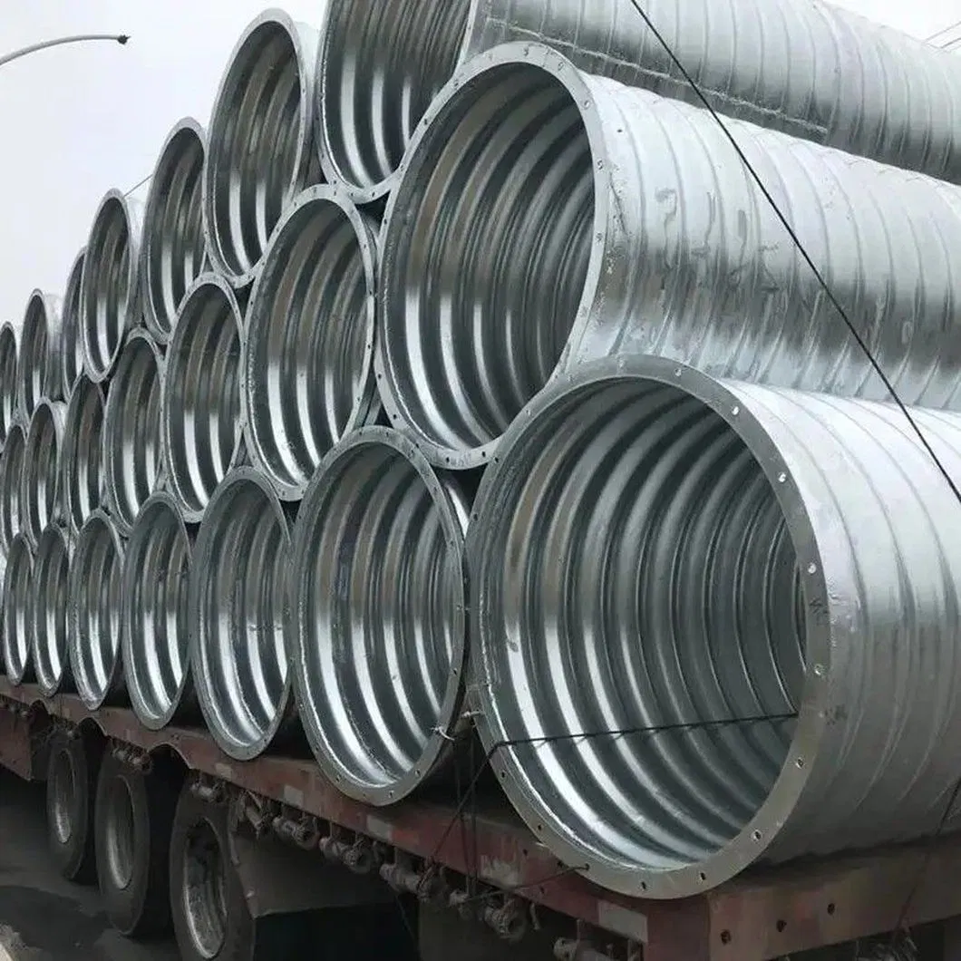 Galvanized Corrugated Metal Culvert 3m Round/Oval Section Shape Welding Cutting Bending Punching Services Burial Pipe