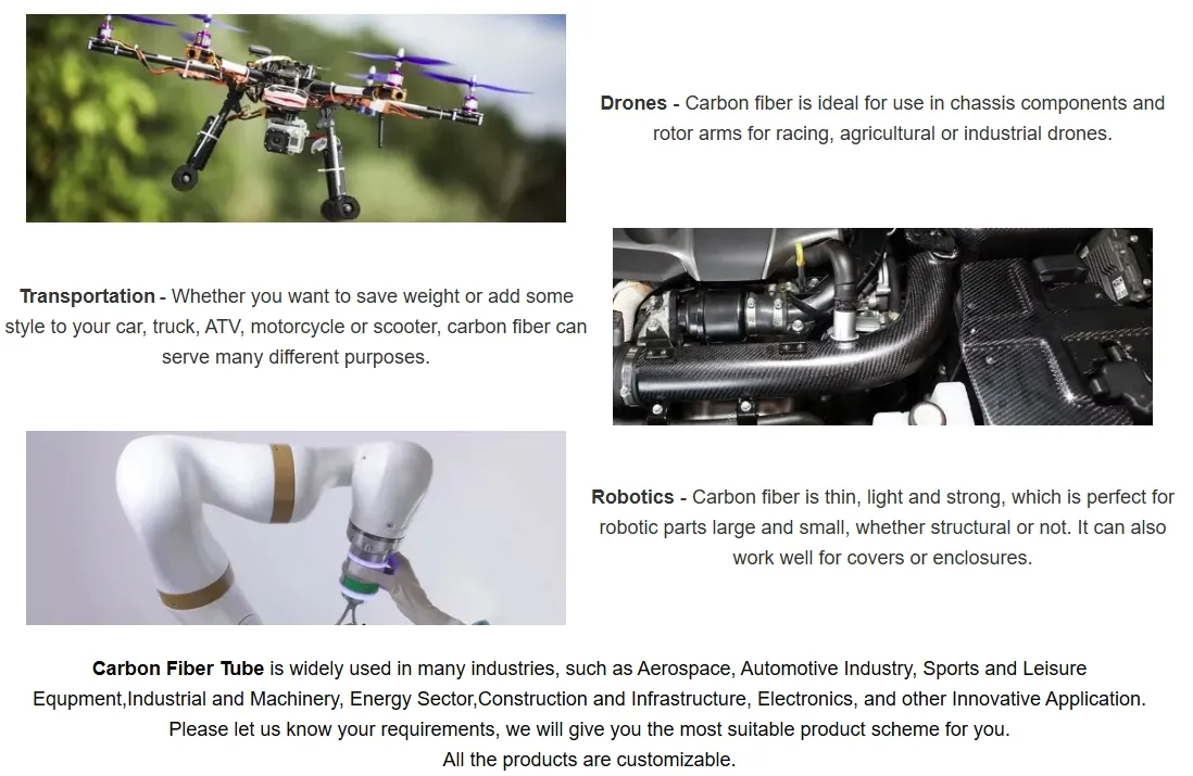 Factory Direct Carbon Fiber Tube T300 24K Carbon Fiber Pipe Tubing