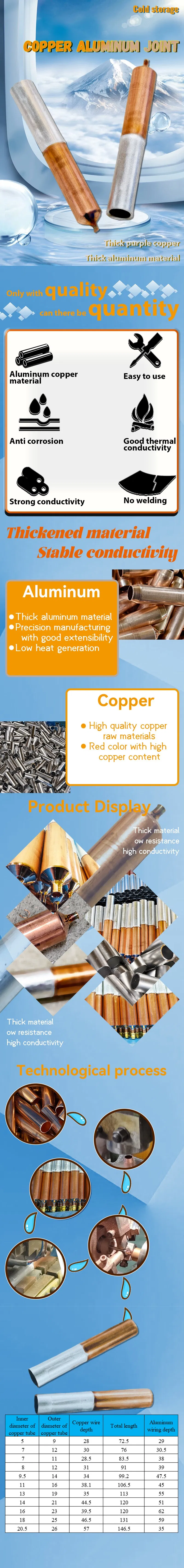 High Quality Copper Aluminum Joint Pipe Factory Direct for Electric Power Source Air Conditioning Fitting