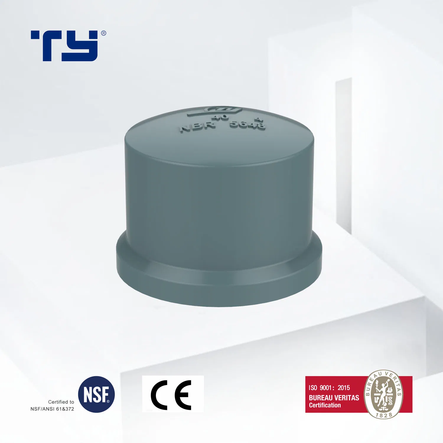 PVC Plastic Welded Pressure Pipe Tube Fittings Reducing Tee Socket Nail Back Nut NBR5648 OEM Tiger