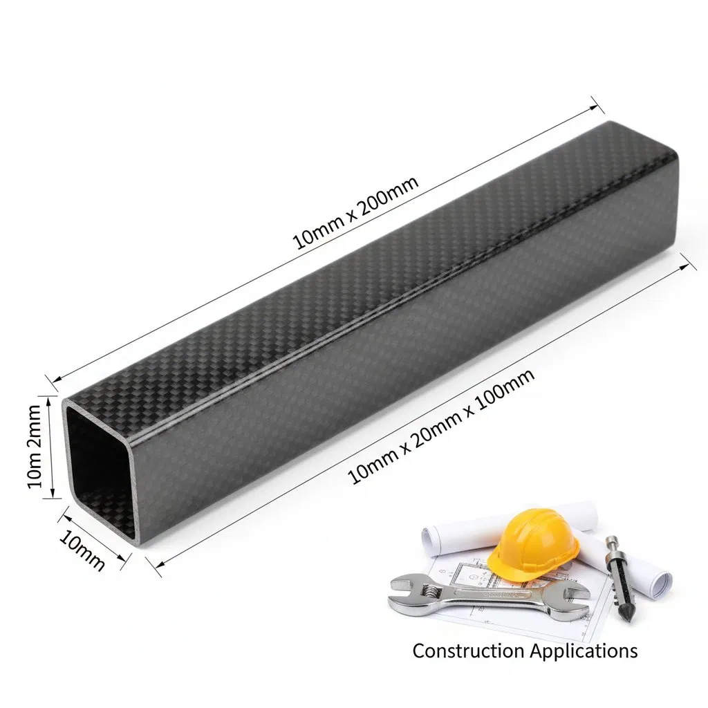 10mm Twill Ud Carbon Fiber Rectangular Tube with Glossy Finish for Construction Projects