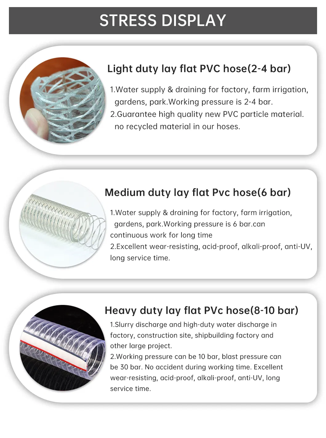 1-3/4" PVC Food Grade Steel Wire Pipe for Drinking Water Safe Transport
