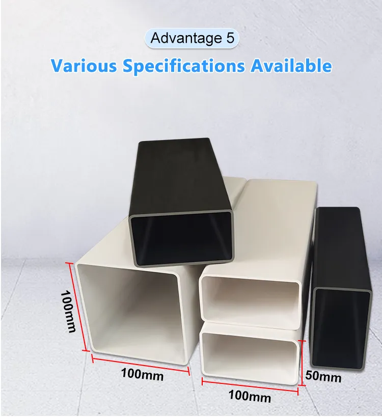 Customizable Smooth Surface Plastic Rectangular Tubes Square PVC Pipe for Decoration