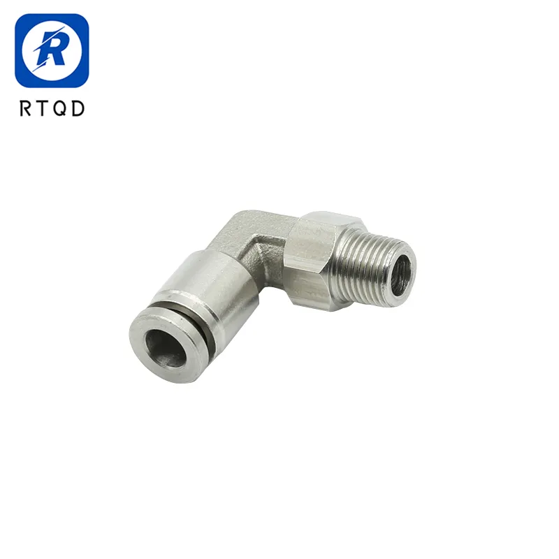 Stainless Steel Pneumatic Quick Connector Push-in Swivel Male Elbow Fitting with O Ring G1/4'' X 10mm Pipe Od