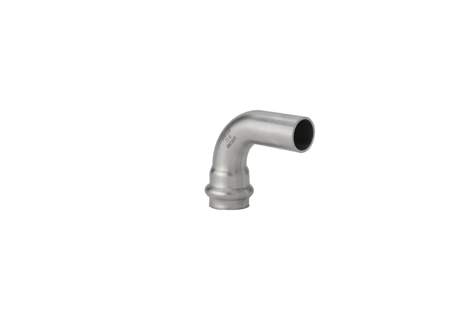 Stainless Steel V Profile Press Pipe Fittings with 90° Elbow Bend 90° Bend 45° Equal Elbow Reducing Elbow AISI 304 and 316L Water Gas Drinking Water
