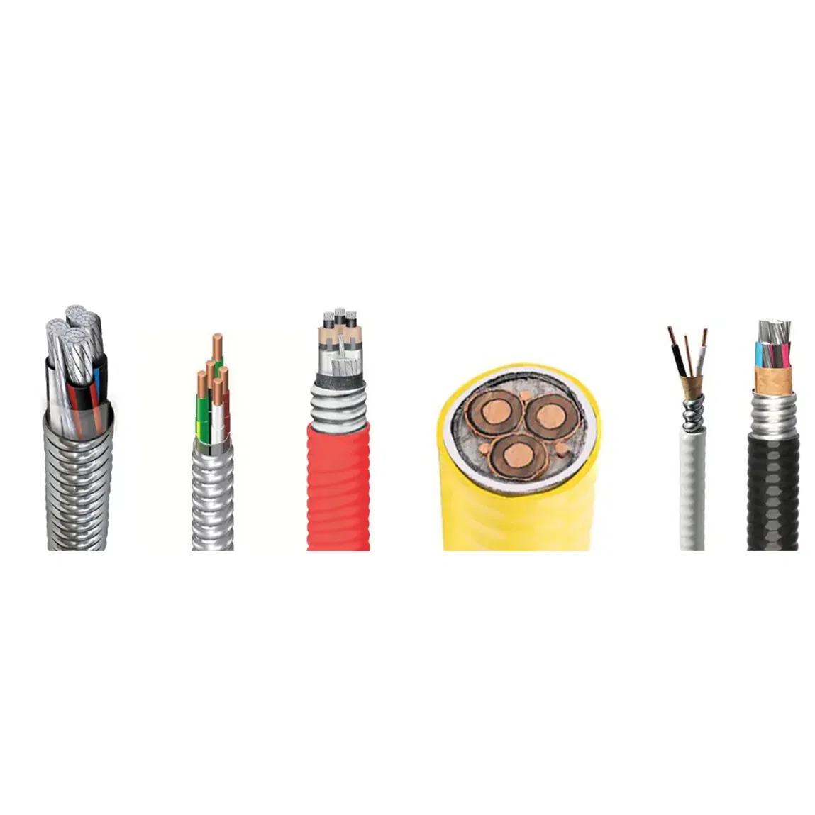 600V 95mm² 4-Core 4X6 AWG + 2X8AWG Copper Core XLPE Inner Sheath Armored PVC Sheath Mc Interlock Power Cable
