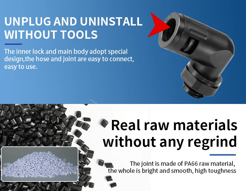 IP68 90 Degree Nylon Quick Connector for Corrugated Pipe Ad26.5-M25 - Safe, Durable, and Easy to Instal